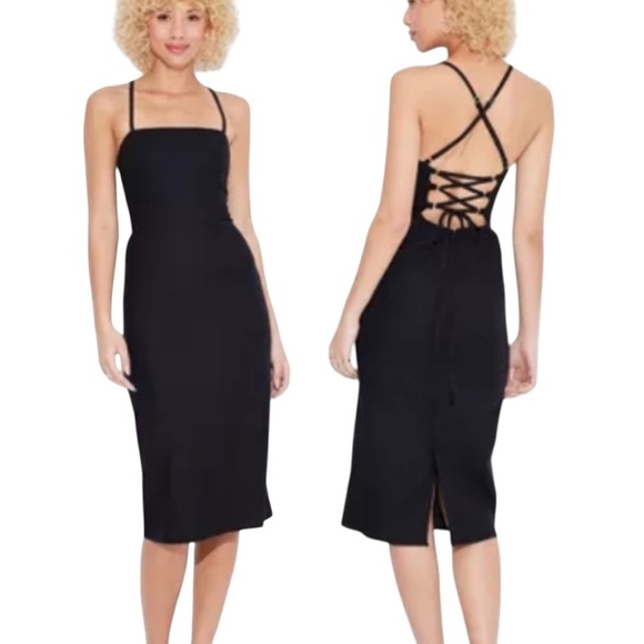 Wild Fable | Linen Blend Strappy Back Midi Dress - Picture 1 of 10